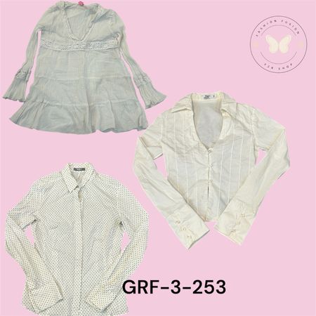 Ruffled Cotton Blouse with Button Detail – Trendy Women’s Top (GRF-3-253)