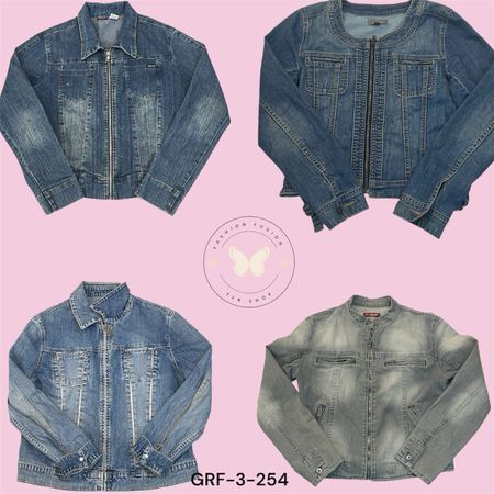 Women’s Cropped Denim Jacket – Light Blue Wash, Button Front (GRF-3-254)