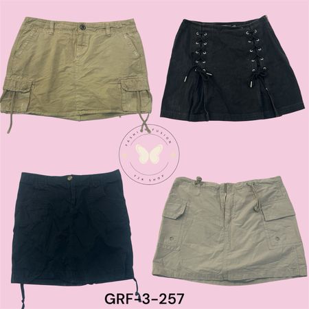 High-Waist Cotton Cargo Mini Skirt – Utility Pocket Design (GRF-3-257)