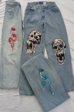 CR7136 Rework Embroidered Jeans