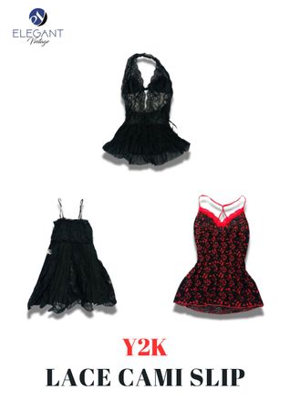 Y2K Lace Cami Slip Tops - EV2240