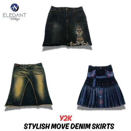 Y2K Stylish Move Denim Skirts - EV0985