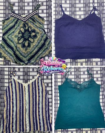 Y2K Vintage Printed & Lace Cami Mix – Branded High-Street Edit | VR-265