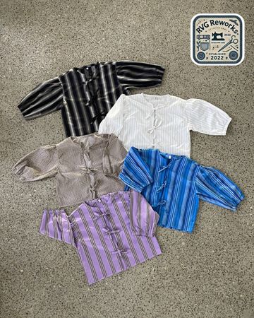 Upcycled Plaid Lace-Up Blouse