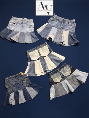 Streetcore ruffle Upcycle Denim Skirts