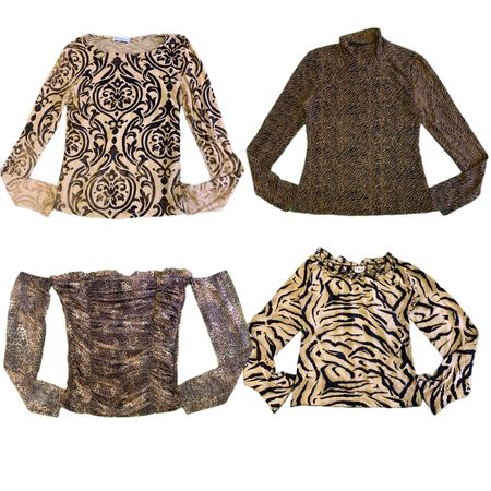 Y2K Animal Printed Full Sleeve Mesh Tops Rw-17034