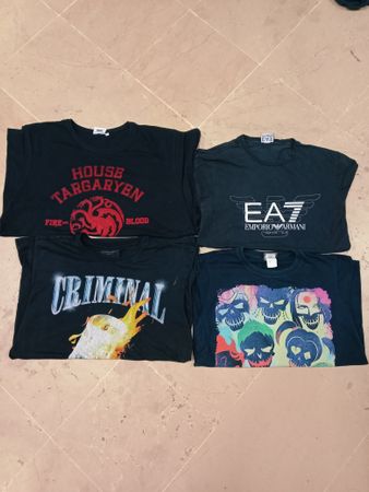 Black and blue printed t shirts