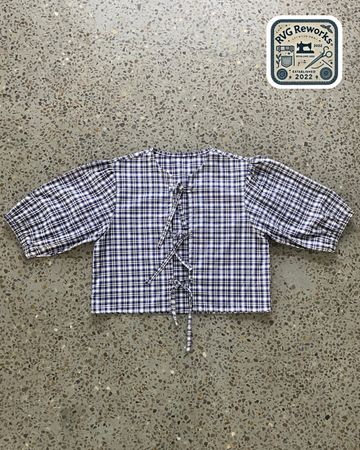 Upcycled Plaid Lace-Up Blouse