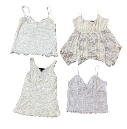 Y2K white Lace Trim Tops 20 pcs At 709