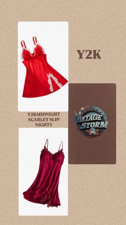 Y2K Midnight Scarlet Slip Nighty