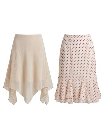 (FV-1067) Coquette Neutral Skirt Bundle | Beige Cream Soft Girl Midi Skirts