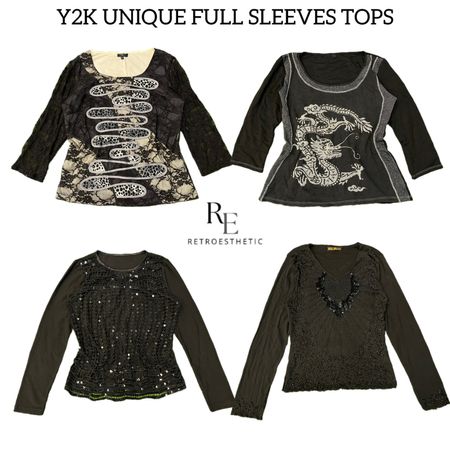 Y2K Gothic Vibe Printed Long Sleeve Tops RE-2971