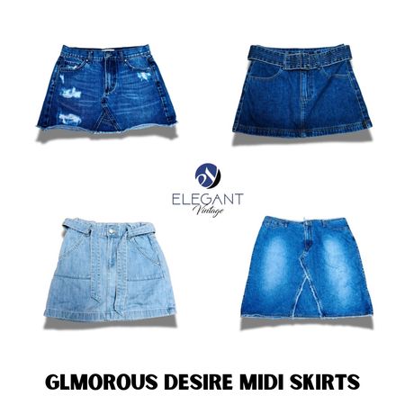 Y2K Glmorous Desire Denim Midi Skirts - EV1061