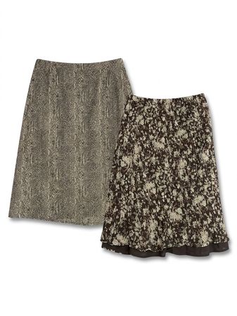 (FV-1066) Vintage Brown Skirt Bundle | Boho Indie Printed Midi Skirts