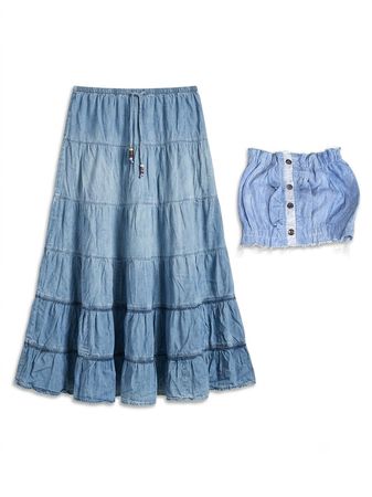 (FV-1053) Y2K Denim Bundle | Skirts, Crop Top