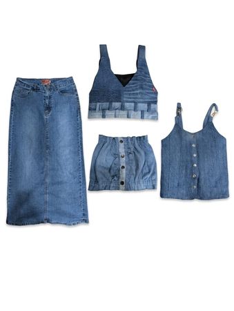 (FV-1053) Pacote de Jeans Y2K | Saias, Top Cropped