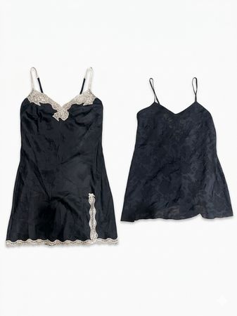 (FV-1053) All Black Y2K Lingerie Bundle | Gothic Minimal Slip Collection