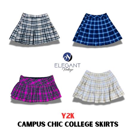 Y2K Campus Chic Collage Skirts - EV1103