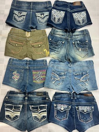 R487 Upcycled Ladies Embellished Y2k Sexy Hot Shorts