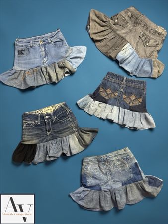 Upcycle denim mini skirts