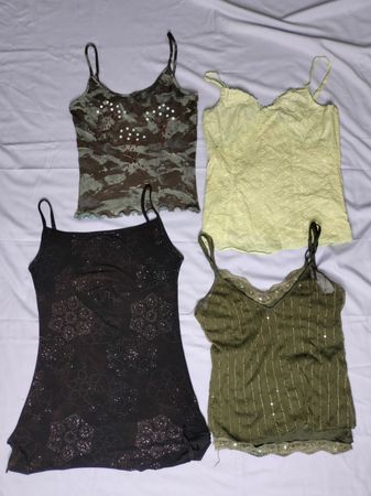Y2K Camisole Tops, Often Styled With Lace, Sequins,