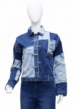 CR1443 Upcycled Denim Patch Jacket
