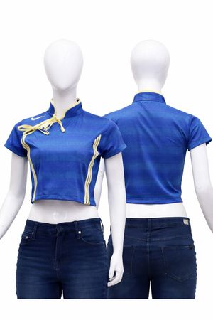 CR1444 Upcycle Tie-Neck Crop Top