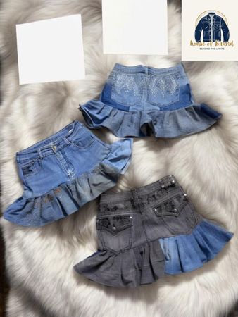 Upcycled patcwork denim skirts