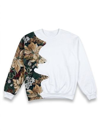 upcycled Sweatshirt -Round Neck With tapestry