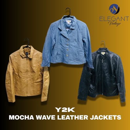 Y2K Mocha Wave Leather Jackets - EV1194