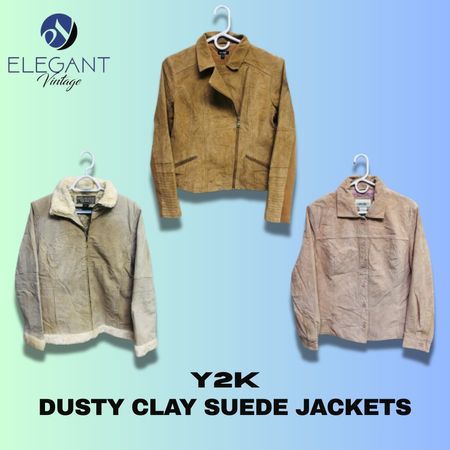 Y2K Dusty Clay Suede Jackets - EV1206
