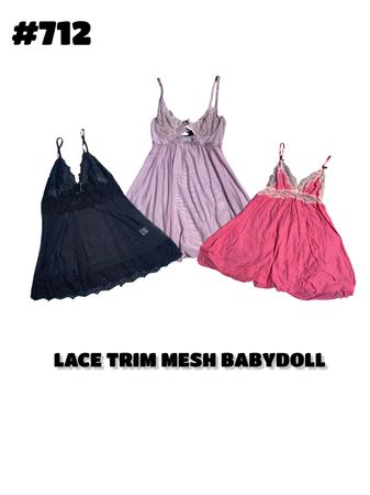 LACE TRIM MESH BABYDOLL