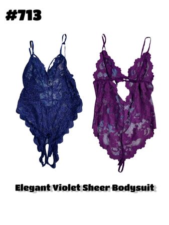 Elegant Violet Sheer Bodysuit
