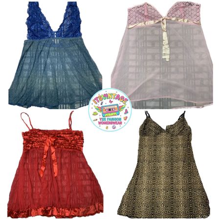 Vintage Y2K Lace Babydoll & Sheer Nightwear Bundle – 9pcs Romantic Mesh & Leopard Styles | VR261 💿✨