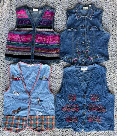 Denim embroidery waistcoat 10 pieces