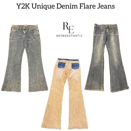 Y2K Unique Flare Denim Jeans RE-2985