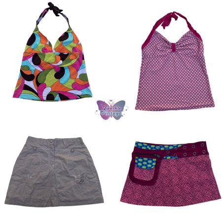 Y2K Halter Tops & Denim Mini Skirts Bundle (SV-039)