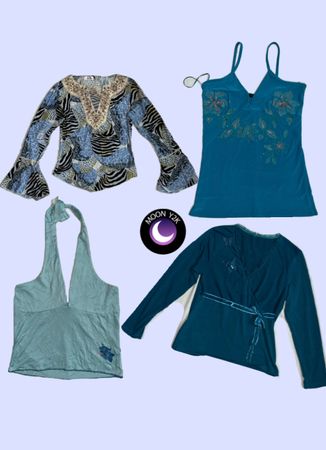 Y2k Oceanic Blue Tops mix