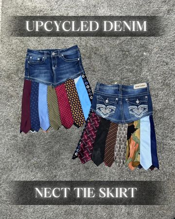 Jupe en cravate en jean recyclé