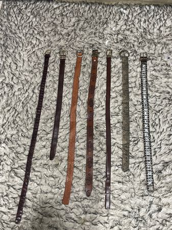 (FV-1047) Vintage Leather Belts Bundle | Brown, Studded & Textured 90s Accessories Collection