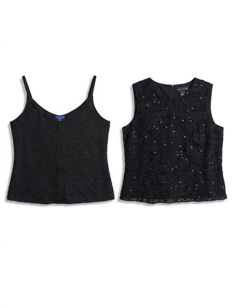 (FV-1086) Y2K Black Party Tops Bundle | Vintage Sequin Camis, Lace & Clubwear Aesthetic Mix