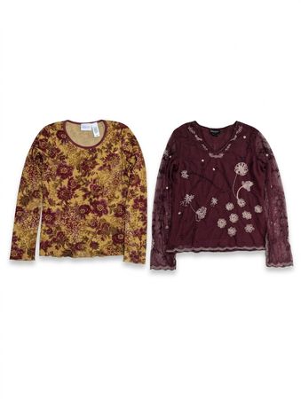 (FV-1090) Retro Printed Tops Bundle | 90s Abstract, Boho & Statement Graphic Tees Collection