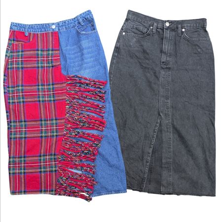 SA480 Vintage Y2K Denim Maxi Skirt High Waist Retro Boho