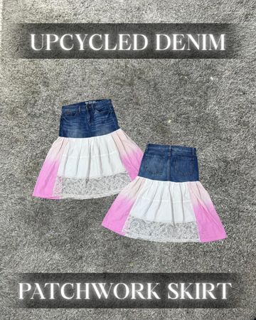 Upcycled Patchwork Denim Skirt