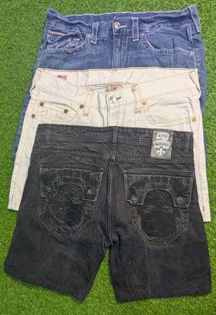 4836 - Upcycled Rock Revival, True Religion , Levi's Jorts Style Short we