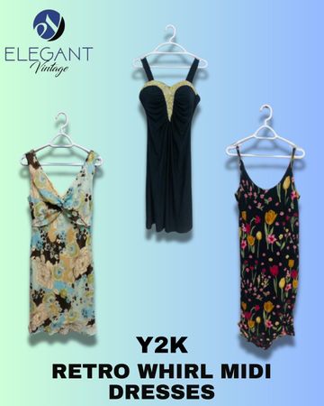 Y2K Retro Whirl Midi Dresses - EV1252