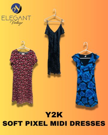 Y2K Soft Pixel Midi Dresses - EV1254