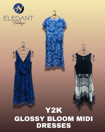 Y2K Glossy Bloom Midi Dresses - EV1300