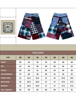 Upcycled Patchwork Plaid Denim Shorts