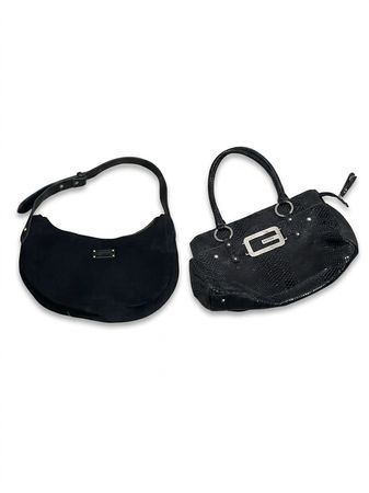 (FV-1095) Y2K Black Shoulder Bags Bundle | Baguette, Patent & Minimalist Retro Handbags